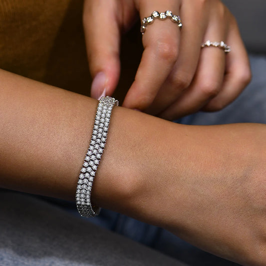 Astrid 10-Carat Brilliant Round Hand Cut Moissanite Unisex Bracelet