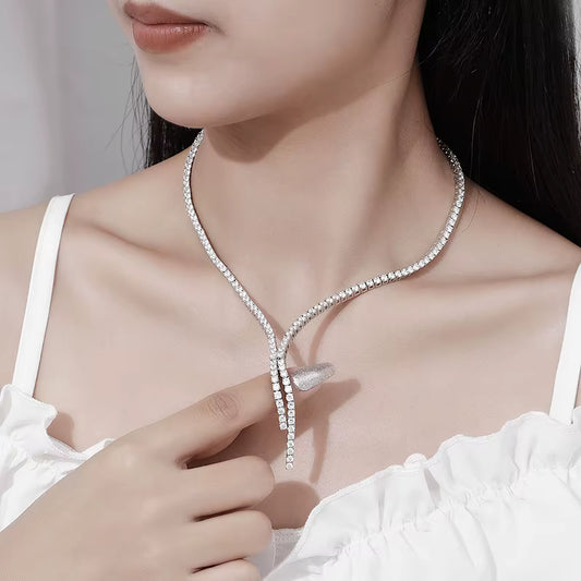 Aurora All Moissanite Diamond 21-Carat Tassel Tennis Necklace