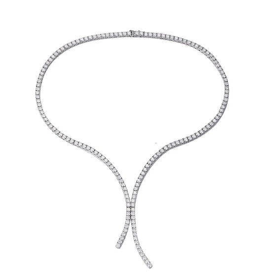 Aurora All Moissanite Diamond 21-Carat Tassel Tennis Necklace