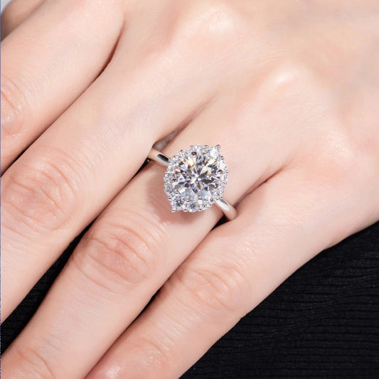 Pleiades 2-Carat Halo Bezel Moissanite Ring – Elegance for Special Moments