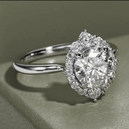 Pleiades 2-Carat Halo Bezel Moissanite Ring – Elegance for Special Moments