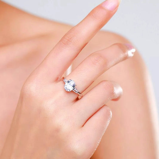 Zorya Oval and Baguette Cut Moissanite Diamond Ring