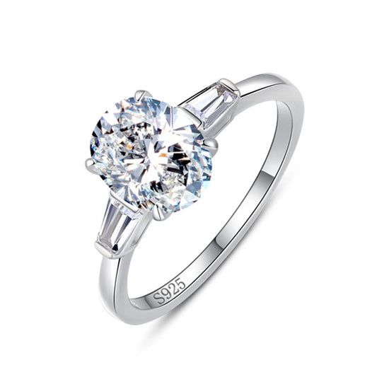 Zorya Oval and Baguette Cut Moissanite Diamond Ring