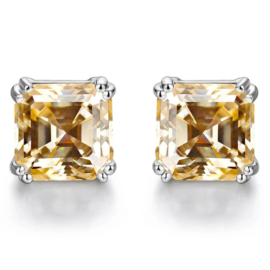 Cerelia Asscher-Cut Moissanite Stud Earrings