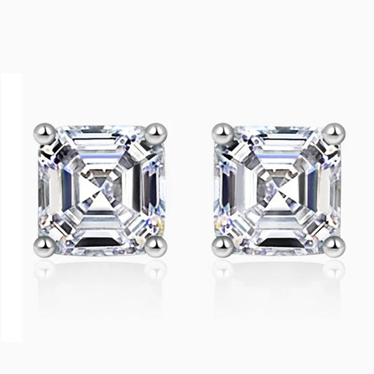 Cerelia Asscher-Cut Moissanite Stud Earrings