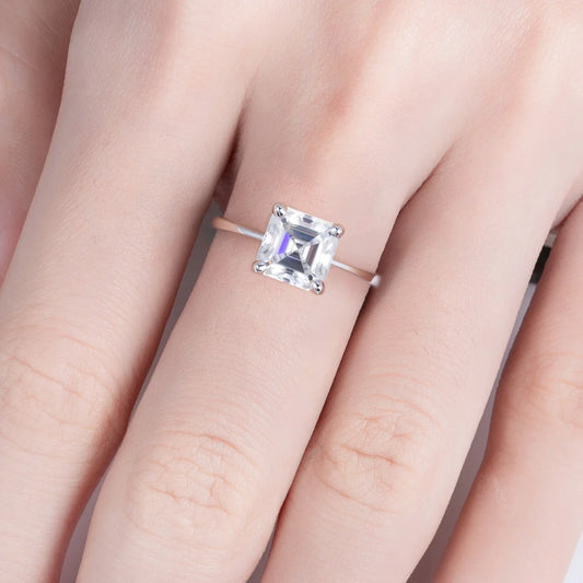 Aine: Ultra-Luxurious 3-Carat Asscher Cut Moissanite Diamond Ring