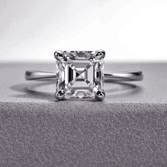 Aine: Ultra-Luxurious 3-Carat Asscher Cut Moissanite Diamond Ring