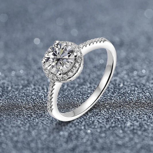 Lucina 3-Carat Brilliant Round Moissanite Diamond Platinum Vermeil Ring