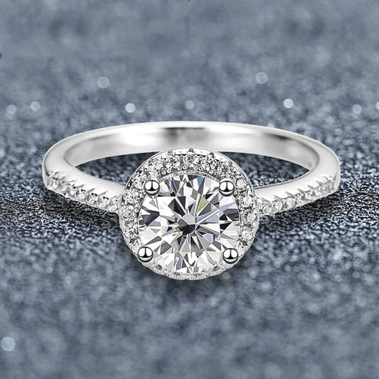 Lucina 3-Carat Brilliant Round Moissanite Diamond Platinum Vermeil Ring