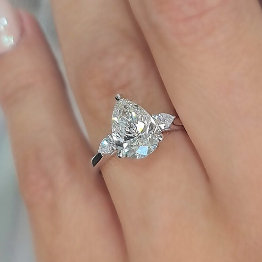 Lilaea 4.2-Carat Pear Moissanite Diamond Engagement Ring – 9K, 14K, & 18K Gold