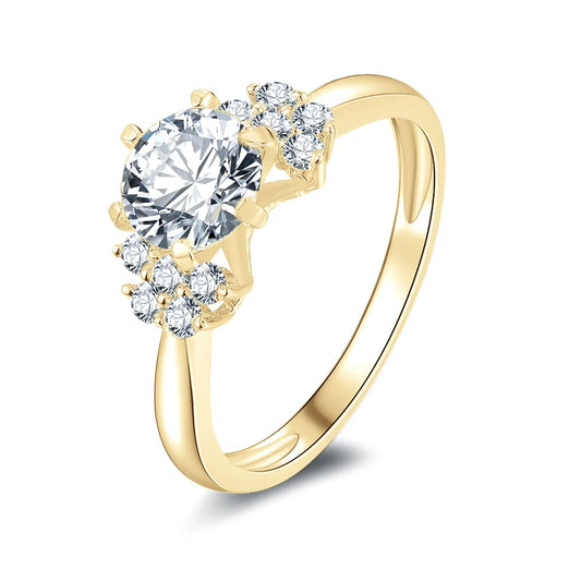 Farah 10K Gold Brilliant-Cut Moissanite Diamond Ring – Certified Elegance