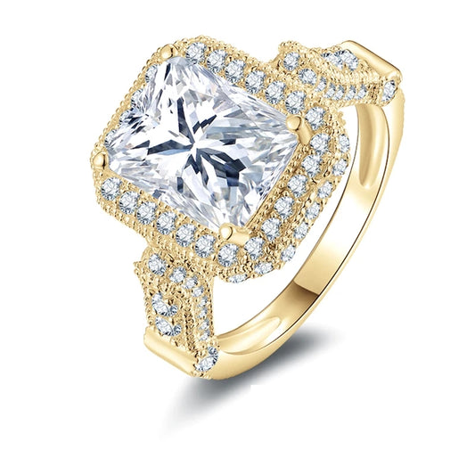 Hera 10K Yellow Gold 4-Carat Radiant Cut Luxury Moissanite Ring
