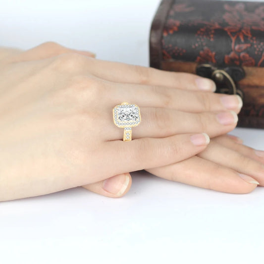 Hera 10K Yellow Gold 4-Carat Radiant Cut Luxury Moissanite Ring