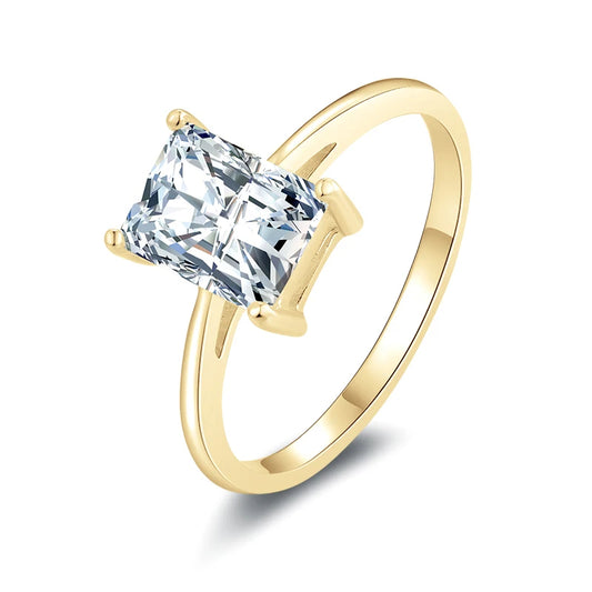 Hydra 1.75-Carat Trendy 10K Gold Rectangle Cut Moissanite Solitaire Ring