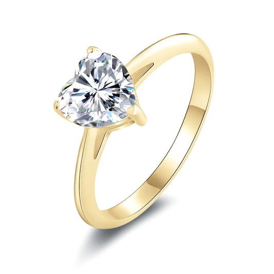 Laetitia 10K Pure Gold Heart-Shaped Moissanite Diamond Solitaire Ring