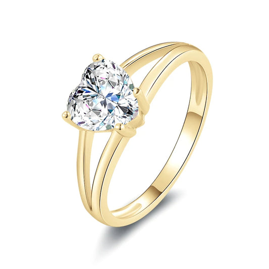 Laetitia 10K Pure Gold Heart-Shaped Moissanite Diamond Solitaire Ring