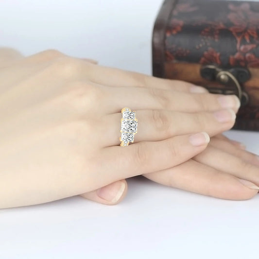Pulsar Radiant Cut Three-Stone Moissanite Engagement Ring in 10K Pure Gold