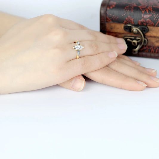 Regulus 10K Gold Marquise Cut Moissanite Three-Stone Engagement Ring