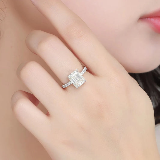Cassiopeia Emerald Cut Moissanite Diamond Ring