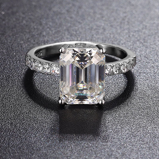 Cassiopeia Emerald Cut Moissanite Diamond Ring