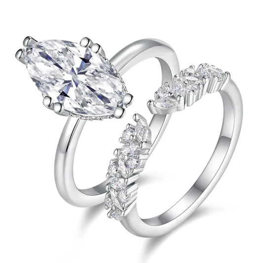 Selena 3-Carat Marquise Cut Moissanite Diamond Stackable Bridal Ring