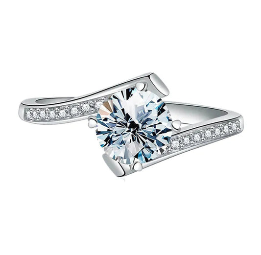 Sirius Moissanite Engagement Ring in 18K White Gold Vermeil