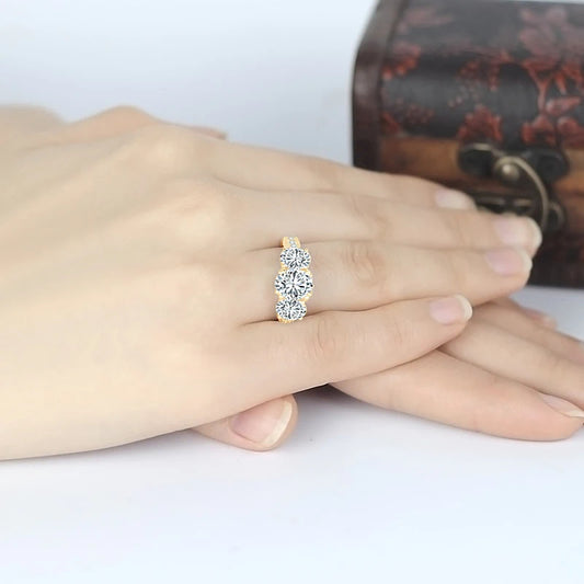 Ursa 2.0ct Oval Cut Moissanite Three-Stone Ring in 10K Solid Gold