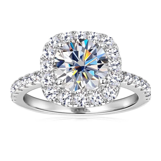 Vega Ring: Timeless 2-Carat Halo-Set Moissanite Diamond Elegance