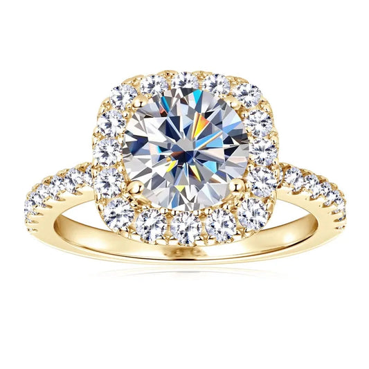 Vega Ring: Timeless 2-Carat Halo-Set Moissanite Diamond Elegance