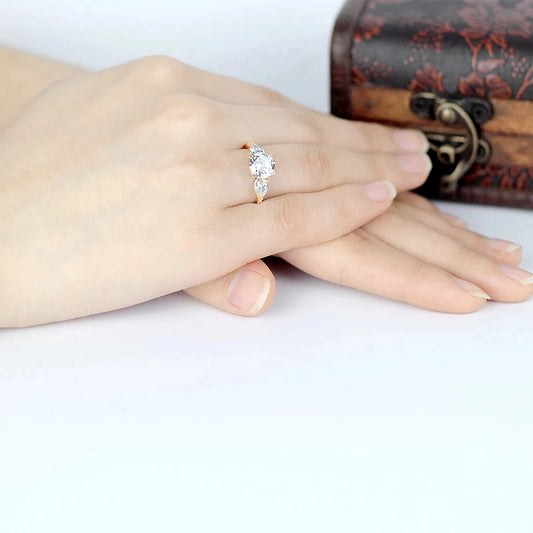 Virgo 1.5-Carat Three-Stone Moissanite Engagement Ring in 10K Solid Gold