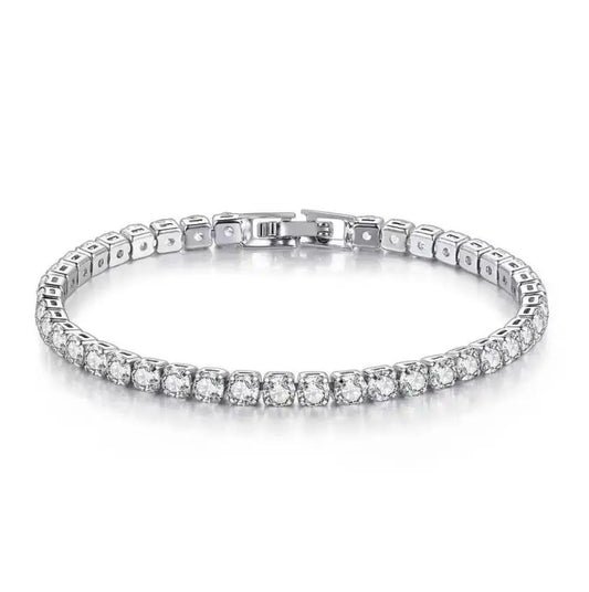 Brilliant Cut Unisex Tennis Bracelet 925 Silver Platinum Plated