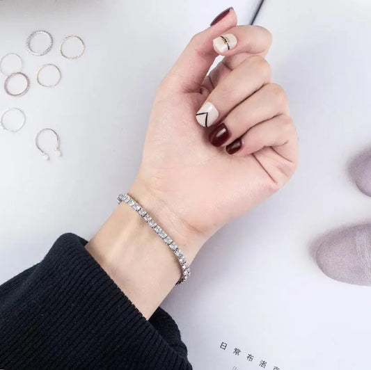 Brilliant Cut Unisex Tennis Bracelet 925 Silver Platinum Plated