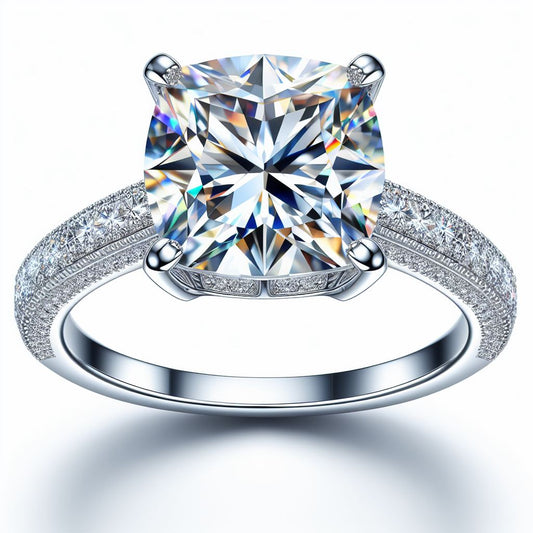 Shaula Ring: A Dazzling Cushion-Cut Moissanite Engagement Ring