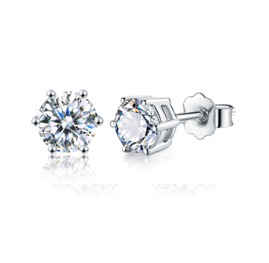 Carina Stud Earrings: Timeless Moissanite Elegance in Sterling Silver