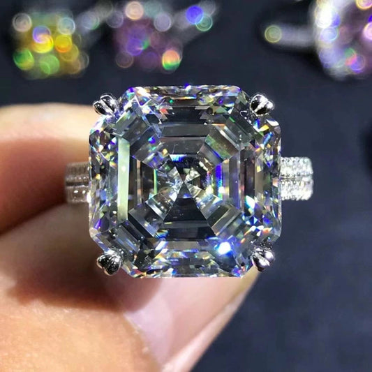 Giant Star 10-Carat Asscher Cut Moissanite Diamond Ring: Luxury and Elegance