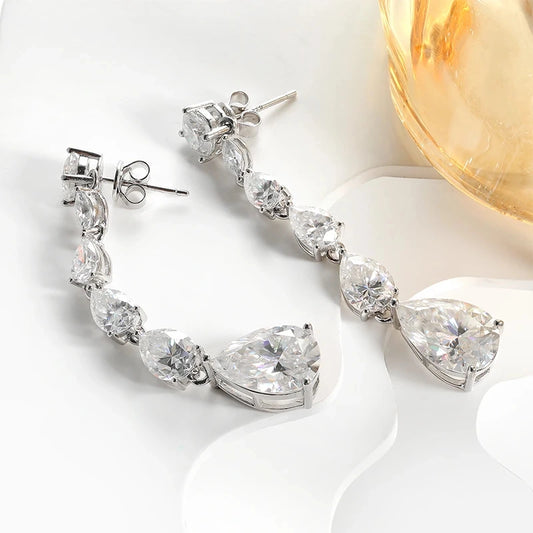 Hebe Luxury Drop Earrings with 16.98-Carat Moissanite Diamonds