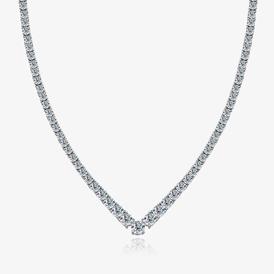 Isolde V-Shaped Gradient Moissanite Diamond Tassel Tennis Necklace