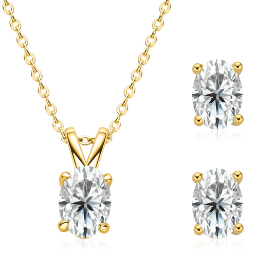 Vulcan Moissanite Jewellery Set: Affordable Luxury in 18K Yellow Gold Vermeil