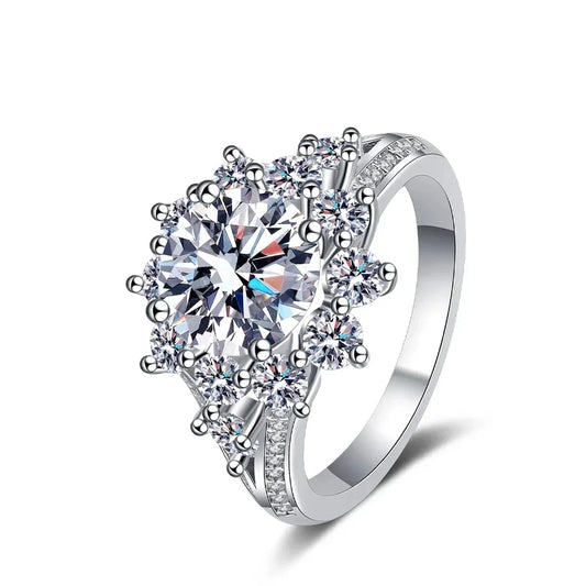 Gemini 10-Carat Sunflower Halo Moissanite Ring: Whimsy Meets Luxury