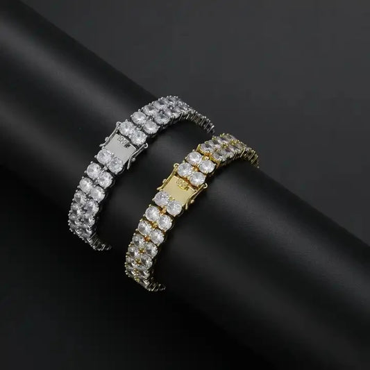 Solaria Double Row All Moissanite Diamonds Unisex Tennis Bracelet