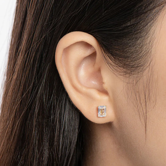 Zenith Earrings: 4-Carat Emerald Cut Gembellish™ Moissanite Diamonds