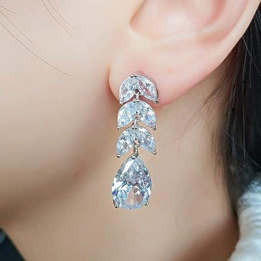 Andromeda 7.6cttw Pear and Marquise Moissanite Diamond Earrings