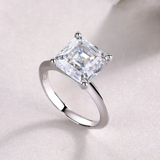 Danica: A 5-Carat Asscher Cut Moissanite Diamond Ring of Ultimate Luxury