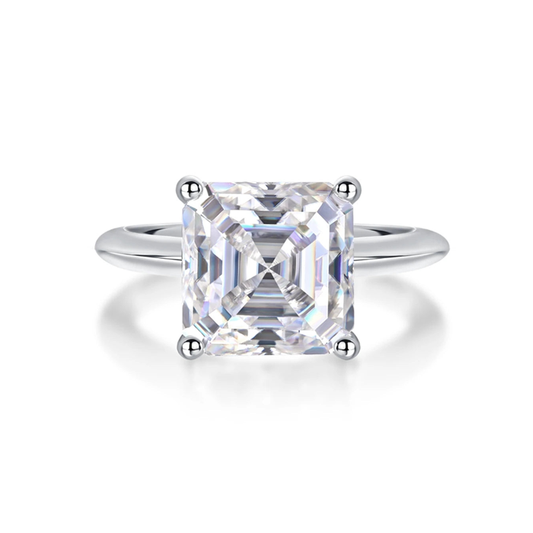 Danica: A 5-Carat Asscher Cut Moissanite Diamond Ring of Ultimate Luxury