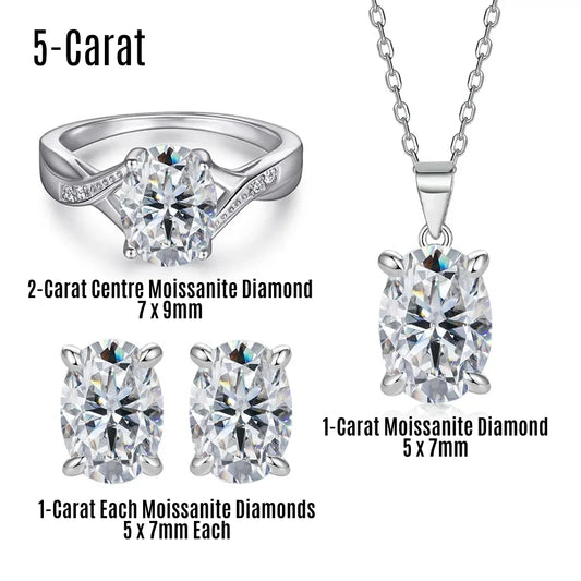 Ambika 5-Carat and 6-Carat Moissanite Diamond Jewellery Set