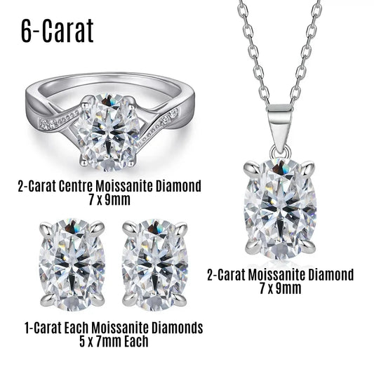 Ambika 5-Carat and 6-Carat Moissanite Diamond Jewellery Set