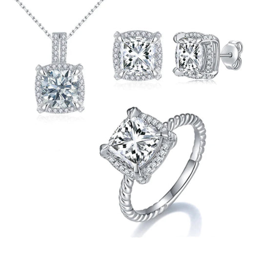 Asteria 8.4-Carat Cushion Cut All Moissanite Diamonds Jewellery Set