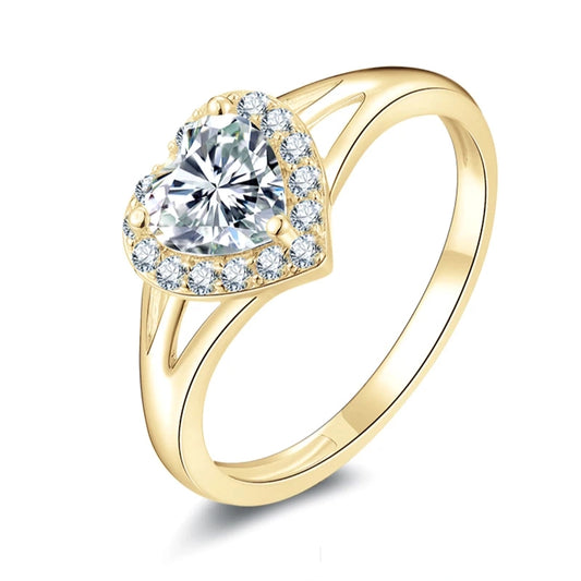 Achernar Heart-Cut Halo Gembellish™ Moissanite Diamond Ring in 10K Solid Gold