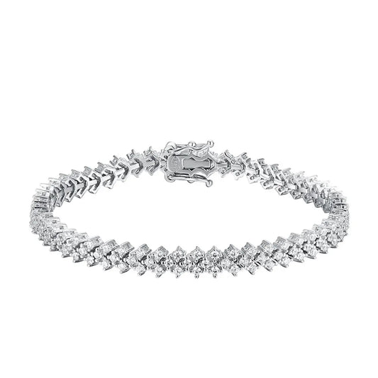 Thalassa: 3-Row Heart Moissanite Tennis Bracelet for Women