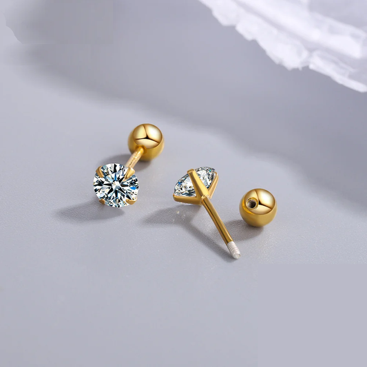 Brilliant Cut High Carbon Diamonds Classic 925 Silver Stud Unisex Screw Earrings